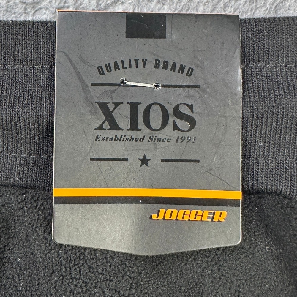 XIOS Fleece Pants Cargo Jogger Mens Large Black Drawstring Stretch Pocket NEW